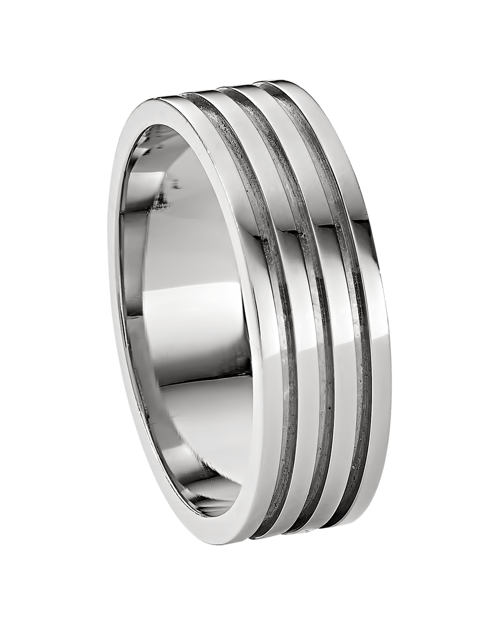 Triple Channel Wedding Band in Solid Gold