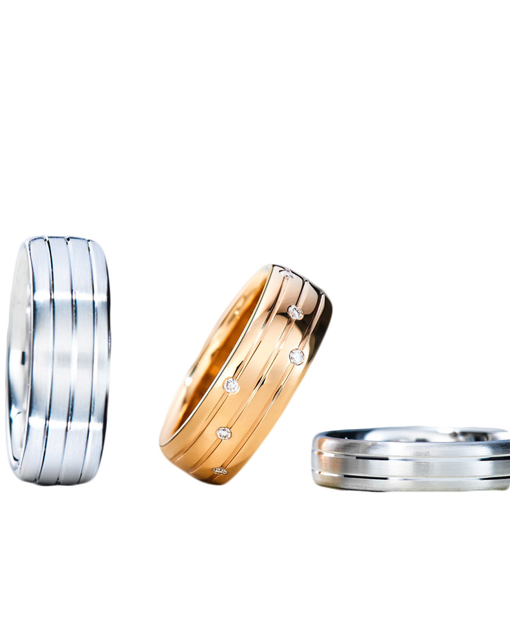 Double Streamline Wedding Band in Solid Gold