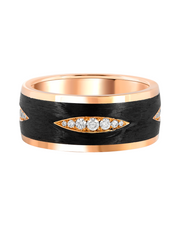 Solid Gold Wedding Bands with Black Carbon