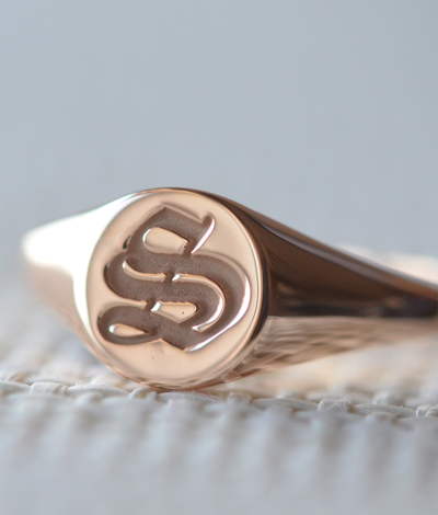 Custom Made Gothic Style Monogram Signet Ring-Minimalist Designs