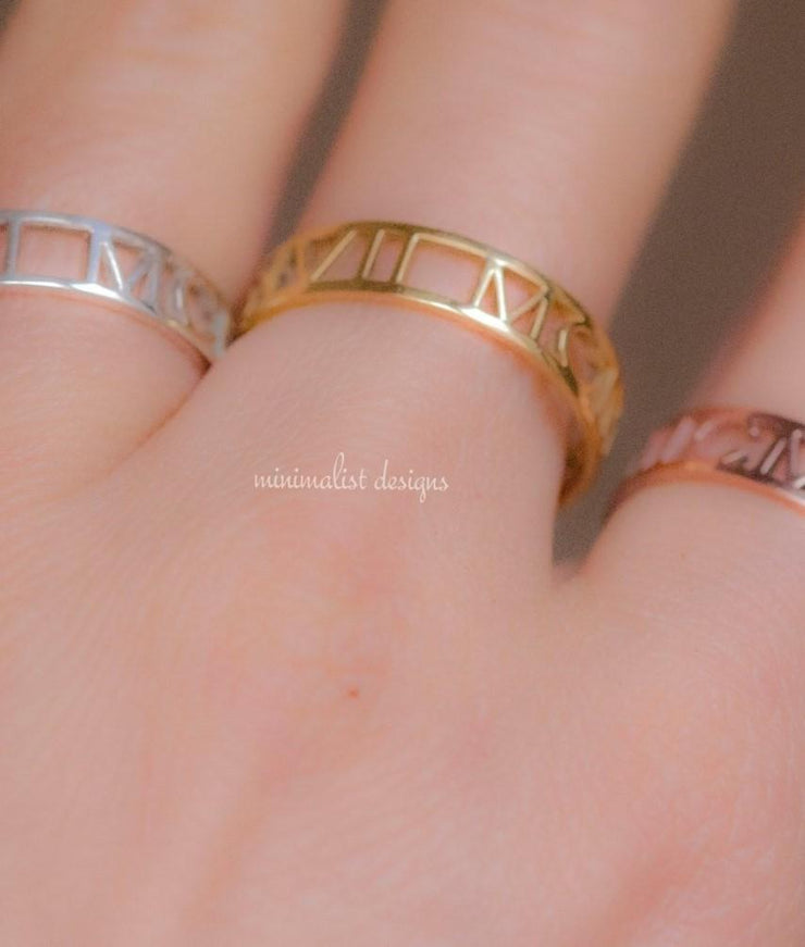 Custom Made Roman Numeral Class Ring-Minimalist Designs