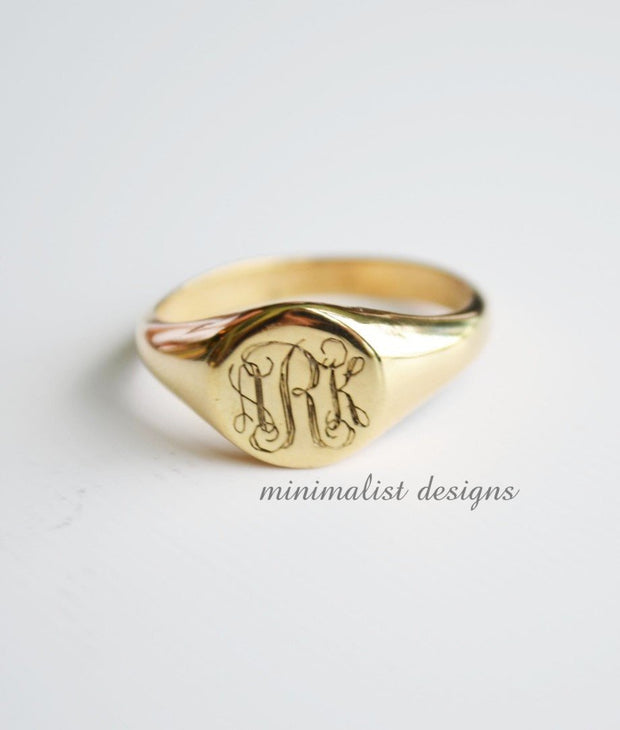 Custom Made Monogram Signet Ring-Minimalist Designs