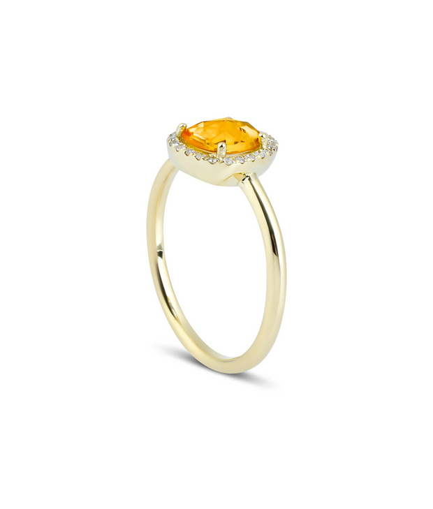 Yellow Sapphire Diamond Design Ring