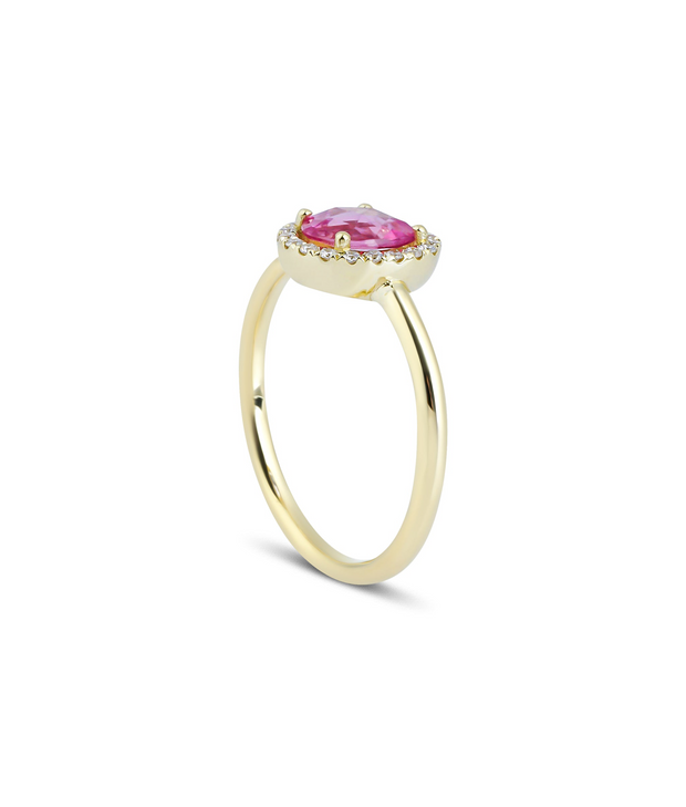 Pink Sapphire Diamond Design Ring