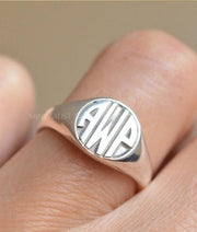 Personalized Block Monogram Signet Ring-Minimalist Designs