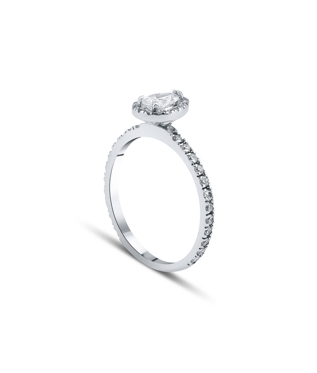 Pear Cut GIA Certified Solitaire Diamond Ring