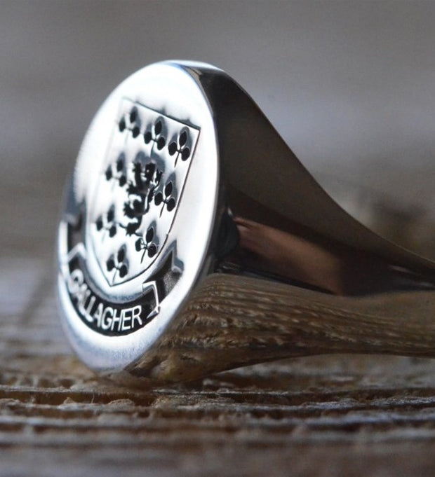 Custom Made Family Crest Ring - Gallagher Crest - Any Crest-Minimalist Designs