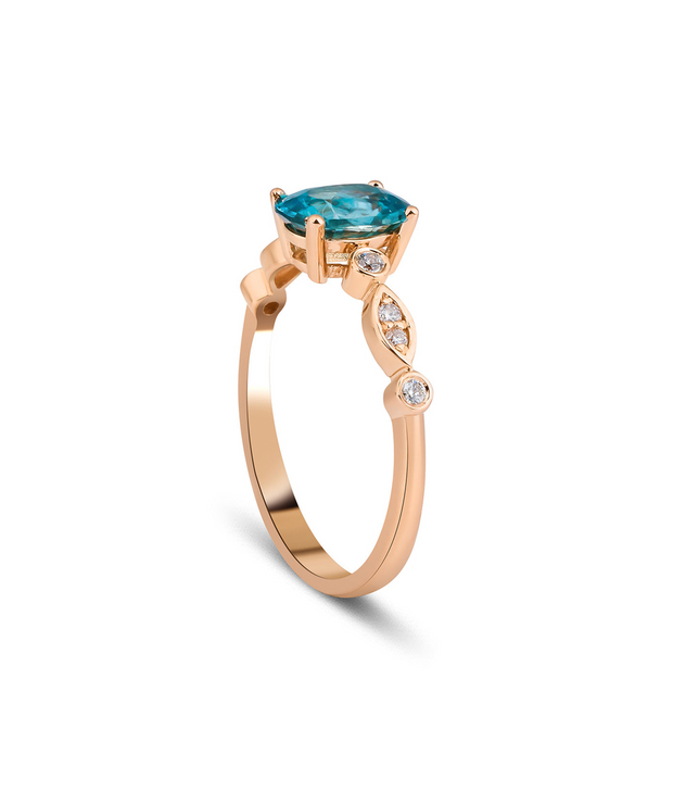 Topaz Oval Cut Diamond Design Ring