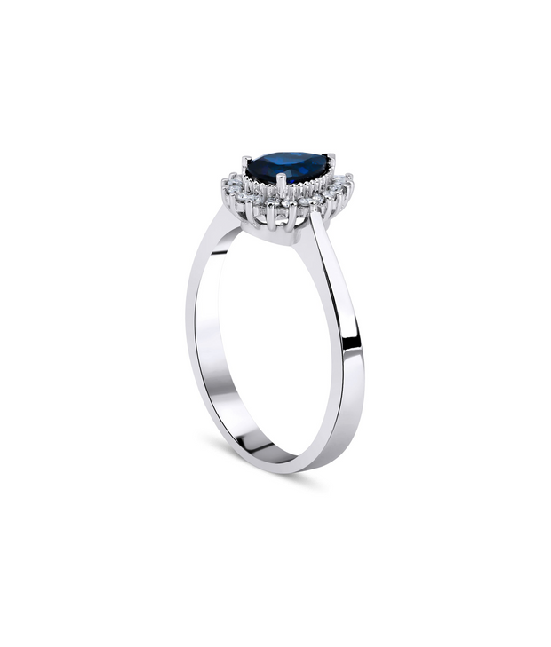 Pear Cut Sapphire Diamond Ring