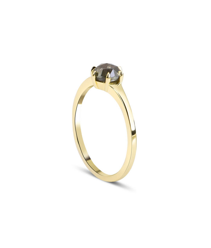 Salt and Pepper Solitaire Diamond Ring