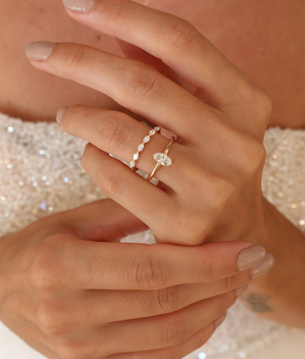 Double Marquise Diamond Ring Set