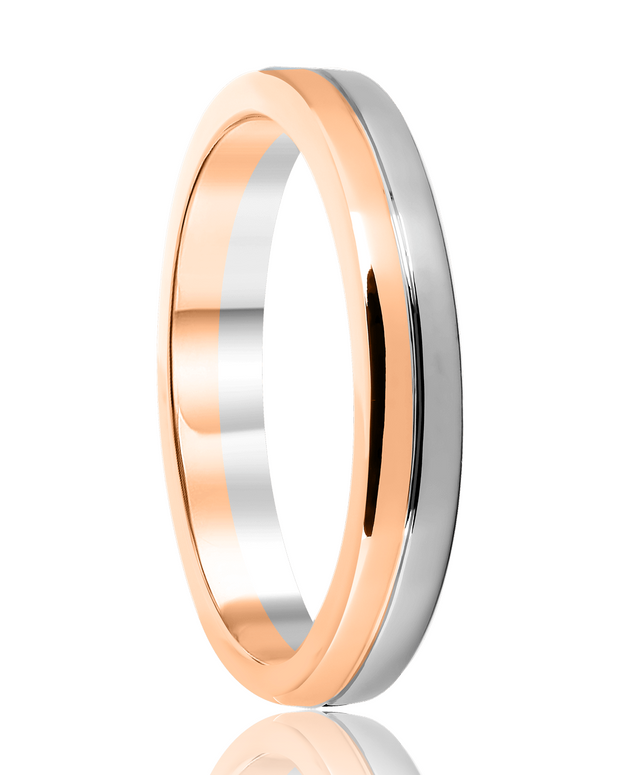 Two Tone Wedding Band in Solid Gold