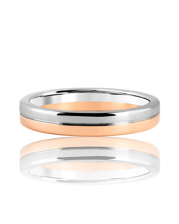 Two Tone Wedding Band in Solid Gold