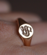Custom Made Gothic Style Monogram Signet Ring-Minimalist Designs