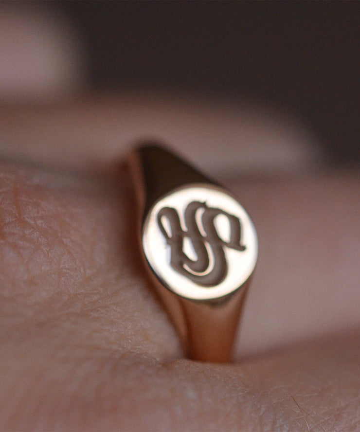 monogram signet ring, gothic signet ring