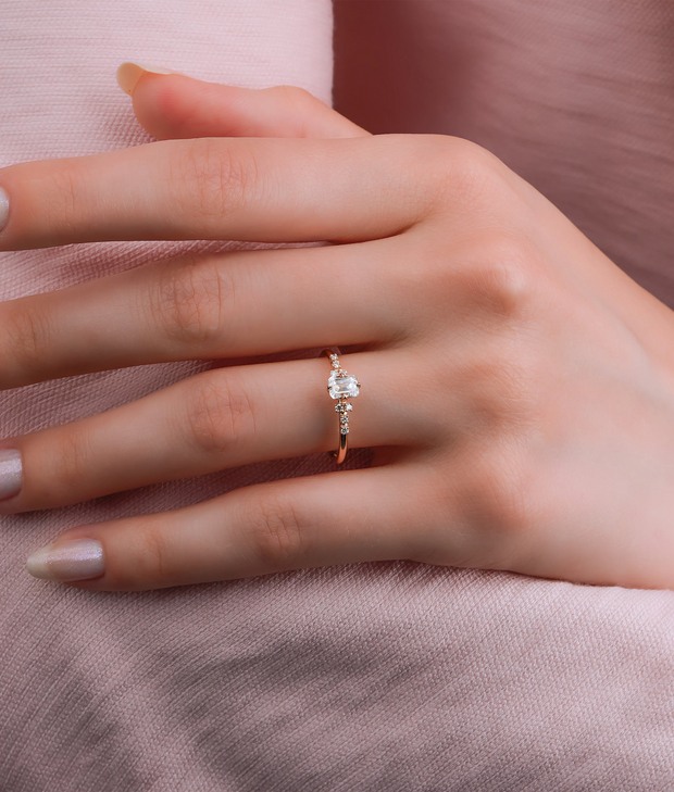 Emerald Cut HRD Certified Solitaire Diamond Ring