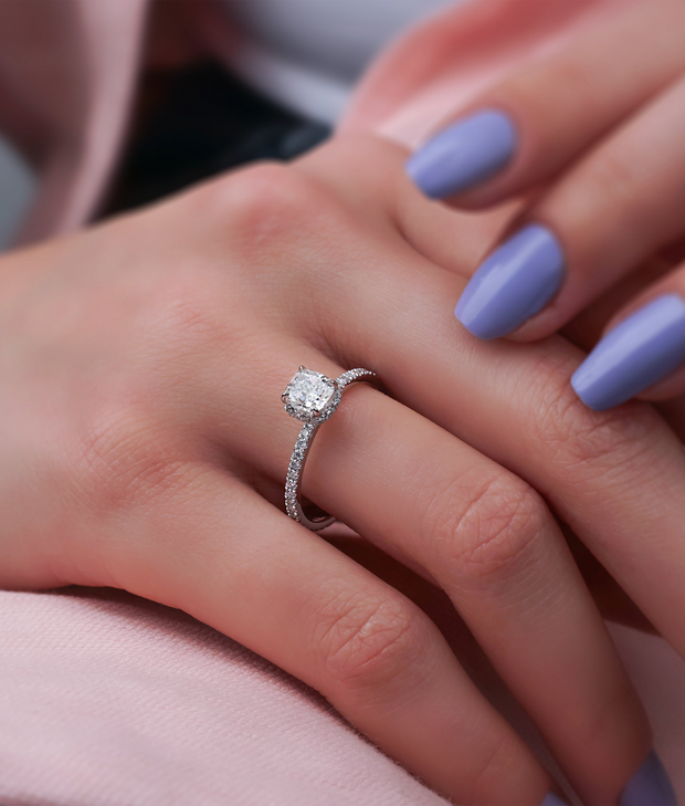 Cushion Cut Diamond Solitaire Ring