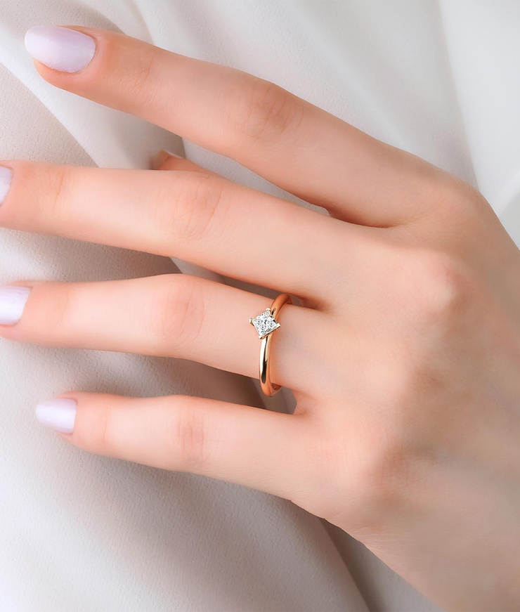Princess Cut HRD Certified Solitaire Diamond Ring