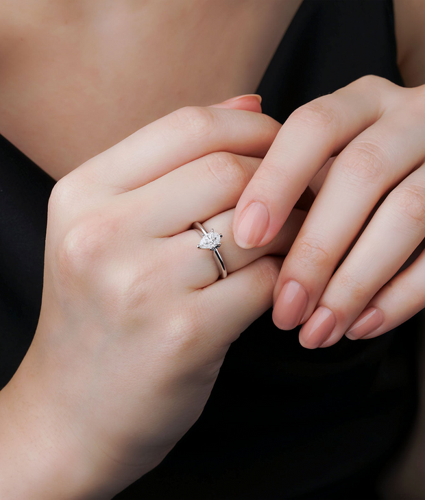 Pear Cut GIA Certified Solitaire Diamond Ring