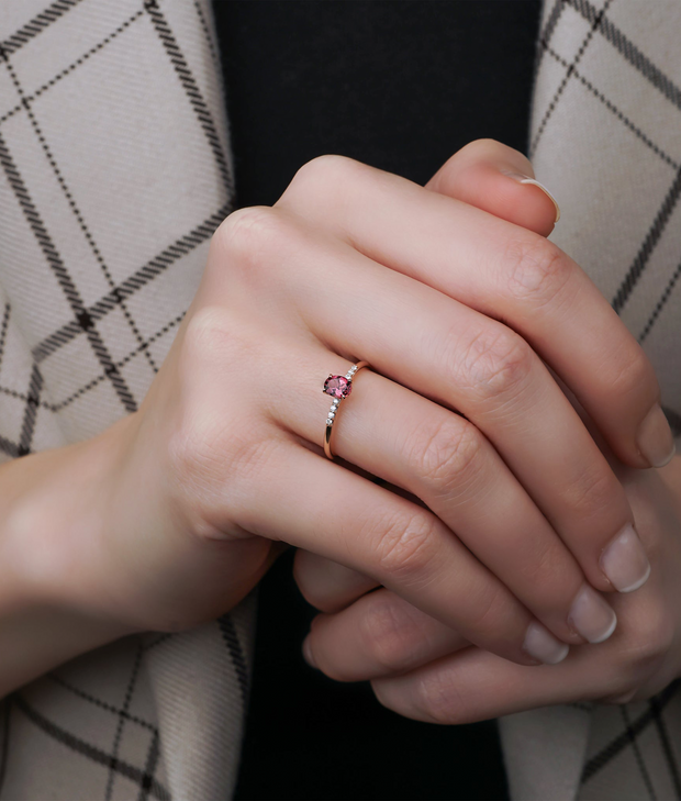 Oval Cut Tourmaline Diamond Ring