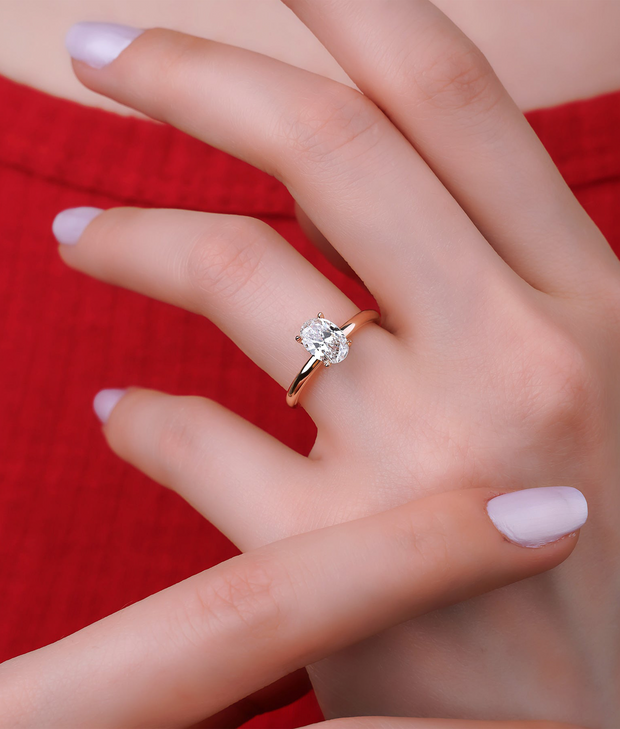 Oval Cut HRD Certified Solitaire Diamond Ring