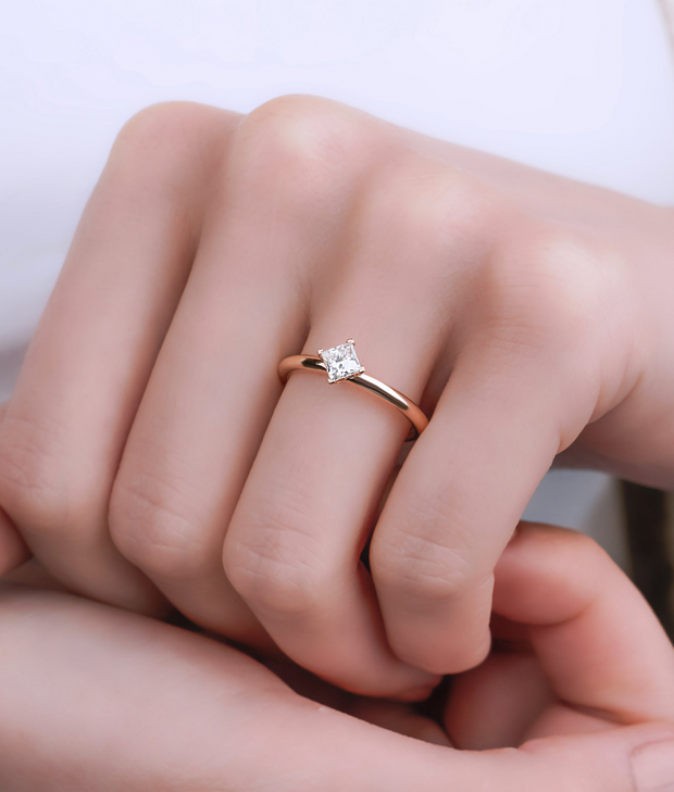 Princess Cut HRD Certified Solitaire Diamond Ring