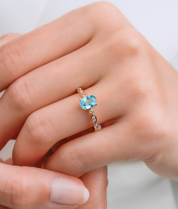 Topaz Oval Cut Diamond Design Ring