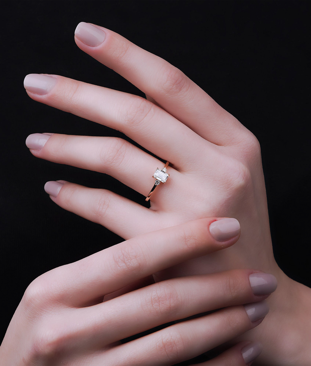 Emerald Cut Solitaire Diamond Ring