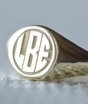 Personalized Block Monogram Signet Ring-Minimalist Designs