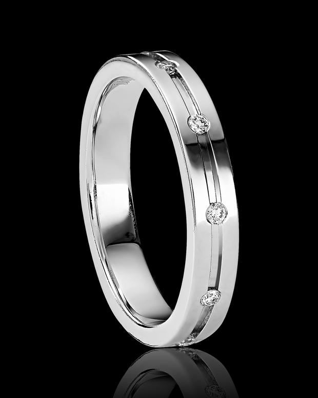 White Gold Wedding Band with Diamonds