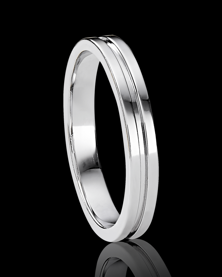 Double  Channel 5 mm Wedding Band in Solid Gold