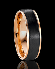 Solid Gold and Black Carbon 7mm Wedding Band