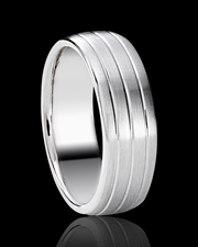 Triple Streamline Wedding Band in Solid Gold