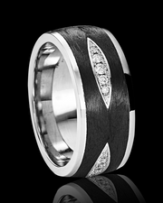 Wedding Band with Diamonds and Carbon