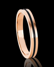 Single Channel 5mm Wedding Band in Solid Gold and Black Enamel