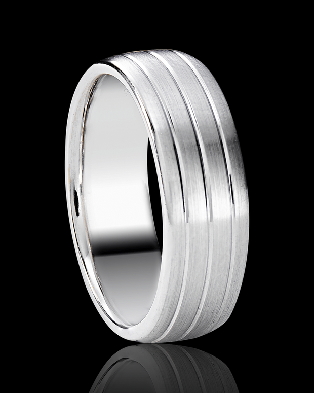 Triple Streamline Wedding Band in Solid Gold