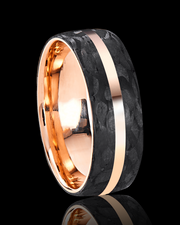 Black Carbon  7mm Wedding Band in Solid Gold