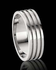 Triple Channel Wedding Band in Solid Gold