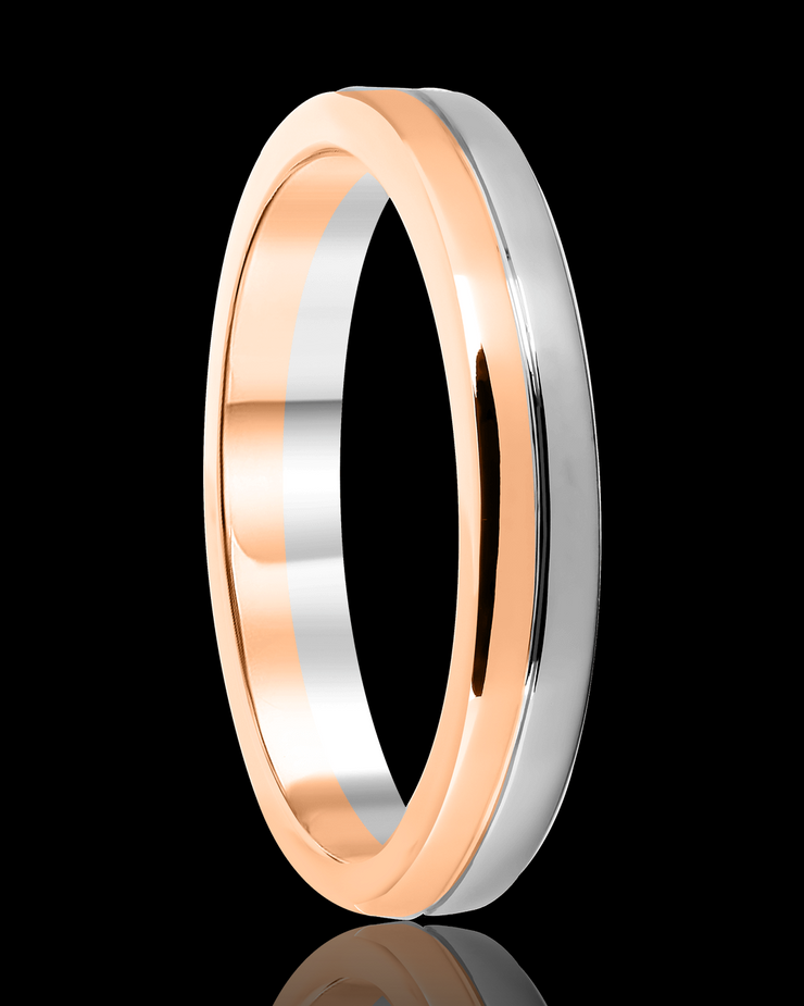 Two Tone Wedding Band in Solid Gold