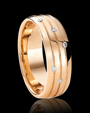 Triple Channel 5mm Wedding Band with Diamonds