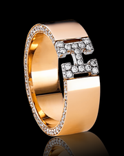 Solid Gold Wedding Band with Diamonds