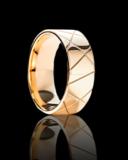 Solid Gold Geometric Pattern Wedding Band