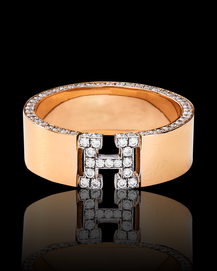 Solid Gold Wedding Band with Diamonds