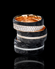 Wedding Band with Diamonds and Carbon