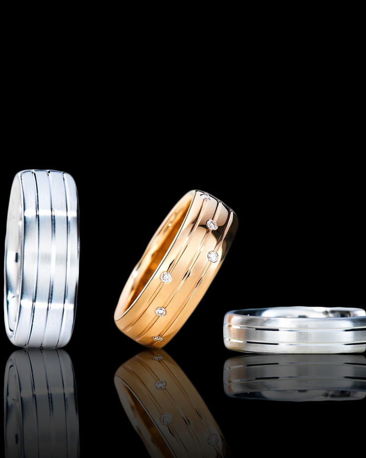 Double Streamline Wedding Band in Solid Gold
