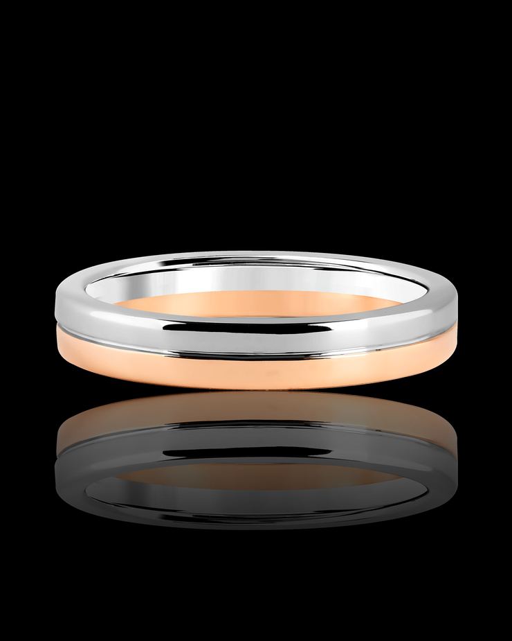 Two Tone Wedding Band in Solid Gold
