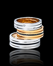 Black Carbon  7mm Wedding Band in Solid Gold