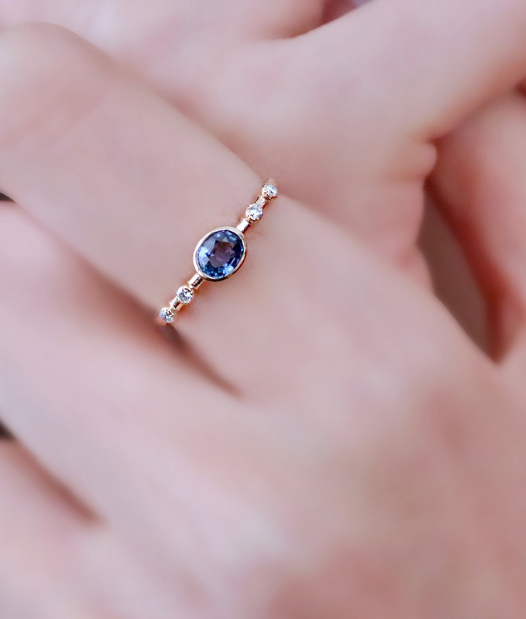 Oval Cut Sapphire Diamond Ring