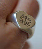 Personalized Heart Shaped Monogram Signet Ring-Minimalist Designs