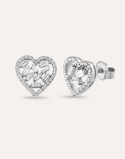 Baguette Diamond Heart Shape Earrings